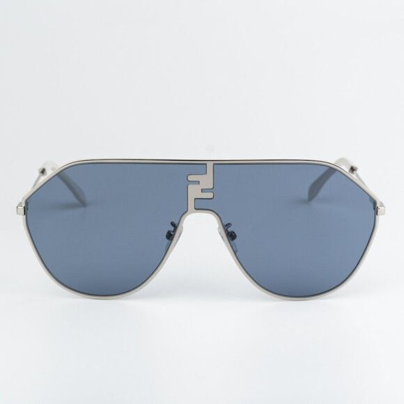 NEW Fendi FE40080U FF MATCH 16V Shiny Palladium Blue Unisex Round Sunglasses - Picture 3 of 12